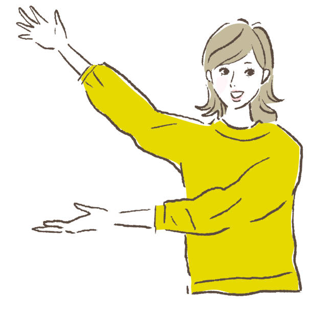 じゃじゃーんと手を広げる女性イラスト